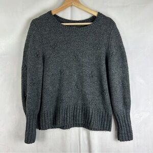 GAP Popcorn Knit Alpaca Wool‎ Sweater Women's Small Grey Puff Sleeve Relaxed